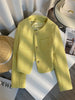 Tweed Short Jacket Women's Woolen Coat Spring Autumn O-neck Single-breasted Yellow Outerwear Streetwear Casual Tops