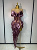 Women Sexy Mesh See Through Diamonds Bodycon Dress Birthday Evening Party Costume Bar Nightclub Stage Performance Outfit