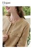 Tweed Short Coats for Women French Camel Wood Ear Collar Bead Autumn Retro Quality Jackets 2243185796