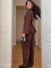 Two-piece Set Stand Collar Long Sleeved Single Breasted Top Straight Leg Pants Women's Clothing Autumn 19DB1060