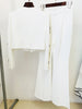 High Street Designer Suit Set Women's Pearls Diamonds Rhinestone Beaded Trimed Jacket Flare Slit Pants Suit
