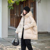 Lagabogy Winter Women White Duck Down Jacket Casual Loose Over Size Warm Parka Female Drawstring Hooded Puffer Coat