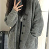 Korean College Style Single Breasted Cardigans Loose and Lazy V-neck Big Pocket Knitted Cardigan Women's Coat Sweater
