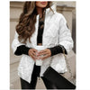 Autumn Winter Hooded Loose Long Sleeve Patchwork Cotton Jacket for Women