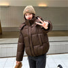 Winter Women Thicke Cotton Coat Loose Hooded Puffer Jacket Cropped Down Cotton Padded Coat Female Parkas Outwear