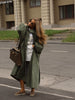 Women's Brown Stand Up Collar Long Long Trench Coat Lantern Sleeve Side Slit Loose Windbreaker Spring Autumn Coat
