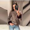 Women Stand Collar Tweed Jacket Elegant Long Sleeve Faux Fur Cuffs Coat Spring Single Breasted Outerwear Street