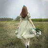Japanese Sweet Lolita Style Women Dress Cute Bow Puff Sleeve Cosplay Patchwork Dresses Kawaii Girl Y2k Robe Vestido