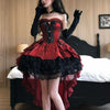 Victorian Sweet Elegant Lolita Dress Women Vintage Gothic Bow Ruffles Rose Trailing Princess Dress Y2k Cute Evening Party Dress