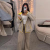 Casual Women's Knit Contrast Fleece Coats Stand Collar Zipper Pockets Full Sleeve Jackets Spring Lady Warm Outwear