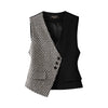 Spring And Autumn Advanced Sense Temperament Ladies Vest Jacket Korean Version Short Color Blocking Women's Vest Coat