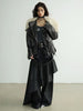 High Elastic Waist Black Pleated Ruffles Long Wide Leg Pants Trousers Women Tide Spring Autumn 1DH8255