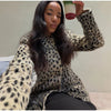 Leopard Printed Faux Fur Women's Coats Slim Lapel Single Breasted Full Sleeve Coat Autumn Winter Lady Warm Jacket