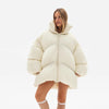 Oversized Printed Thicken Women's Coat With Hooded Loose Full Sleeve Zippers Pocket Cotton-padded Coats Winter Lady Outwear