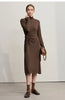 Dresses Woman Winter Elegant Commuter Turtleneck Lace-up Dress Women's Knitted Straight Solid Color Skirt 12544088