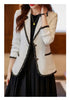 Autumn Winter Ladies Casual Blazer Women Black Green Beige Plaid Jacket Female Long Sleeve Single Breasted Slim Coat