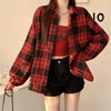 Black Flannel Shirt for Women Long Sleeve Collared Button-Up Tartan Plaid Shirt Jacket Teen-girl Casual Everyday Outfit