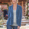 Women Notched Long Sleeve Button Velvet Blazer Casual Pocket Red Soft Slim Jacket Coats SYMCFS-MC646
