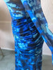 Women Floral Tie Dye Print Stacked Ruched Long Sleeve A-line Maxi Long Dress Birthda Party Education Dresses