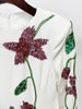 High Street Designer Party Vestido Women's Flowers Diamonds Beaded Slit Sleeve Long Maxi Dress