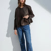 Women's Autumn Clothing European Sheepskin Casual O-Neck Single-Breasted Coffee Litchi Stria Genuine Leather Jacket