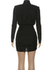 Elegant Shoulder Padded Dress Women Turtleneck Ruched Sexy Classic Office Commute Simple Peach Hip Slim Mini Bodycon