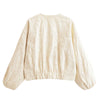 Women O Neck Long Sleeve Embroidery Jacket Front Zipper Loose Crop Outerwear Lady Commuting Casual Outfits