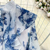 Court Style Long Dresses for Women Floral Print Flare Sleeve Stand Collar Female Elegant Vestidos Chiffon Maxi Dress