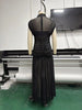 Elegant Sheer Maxi Dress Women High Neck Cap Sleeve Ruched Bodycon Mini Skirt Overlay Tulle Floor Length Evening Party Dress
