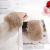1Pair Faux Fur Wrist Cuffs For Wool Coat Jackets Women's Arm Warmers Elastic Furry Wristbands Sleeves Cuffs Winter Wrist Cuff