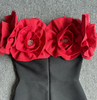 Red Color Women Sexy Off the Shoulder Big Florals Bandage Bodycon Long Dress Elegant Eevning Party Birthday Homecoming Dress