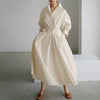 Spring Dress Long Sleeve Solid Color Elegant Maxi Dresses For Women Casual V Neck Shirt Party Long Dress Robe Femme