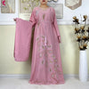 African Clothes Women Dashiki Dress Chiffon Abaya Long Sleeves Dress Islamic Casual Clothing Women Diamond Muslim Long Dress