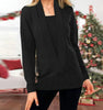 knitted pure color deep V-neck long-sleeved fake two-piece sweater women's jacket