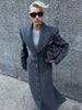 Women's Long Coat Slim V Neck Single Breasted Overcoats Shoulder Pad Maxi Jackets with Belt Winter Lady Commute Outwear