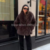 Winter Brown Belted Faux Fur Coat Women Thick Warm Long Fox Fur Jacket Chic Brand Girls Furry Overcoat