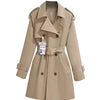 Women's Trench Coats Spring Autumn Mid-length Slim Outerwear Double-breasted Belt Long Sleeves Windbreaker