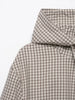 Autumn Women Plaid Hooded Cropped Jacket Zipper Drawstring Hem Long Sleeve Loose Casual Outerwear Lady Outfit