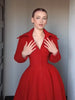 Women Hourglass Waist Full Flared Hem Long Dress Coat Lapel Collar Single Breasted Long Sleeve Overcoat Guest Party Street Wear