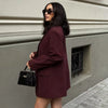 Women's Red Blazers Office Wear Woman Elegant Burgundy Fitted Outerwears Chic Suit Jacket Women's Blazer