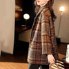 Plaid Suit Woolen Coat Women Autumn Winter Korean Loose Woolen Coat Mid-Length Wool Blazer Overcoat Woman Jacket