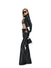 Spring Autumn Long Fitted Soft Black Pu Leather Flare Pants for Women Low Waist Sexy Designer Gyaru Clothes