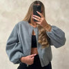 Women's Jackets Cropped Loose Outerwears Red Grey Off White Black Jacket Zip Up Long Sleeve Top Casual Varsity Bomber Coat