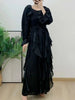 Ruffles Pleated Dress Women Round Neck Flare Sleeves Solid Maxi Belt Dresses Party Spring 2AA1502