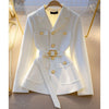 Women Blazer Coat Autumn Long Sleeve Single Breasted Belt Pocket Elegant Office Ladies Suit Jacket Lady Outerwear Tops
