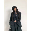 Gray 3 Piece Set Women's Lapel Blazer Short Vest High Waist Drawstring Wide Leg Pants Suit Autumn