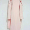 High Neck Cape Sleeve Slim-Fit Maxi Dress Pearl Trim Solid Color Floor Length Modest Abaya Style Formal Occasion Women