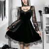 Women's Bandeau Long-sleeved Solid Color Dark Gothic Sexy Lace Stitched Dress