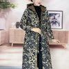 Vintage Winter Women Fleece Warm Cotton Coat Floral Print Mid-length Hooded Cotton-padded Jacket Windproof Coats