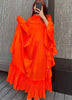 Ruffle Sleeves Pleated Dress For Women Lapel Solid Color Maxi Style Loose Elegant Clothing Spring 2DA2766